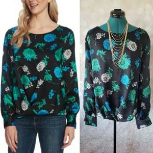 Vince Camuto Floral Print Fold-Over Hem Top